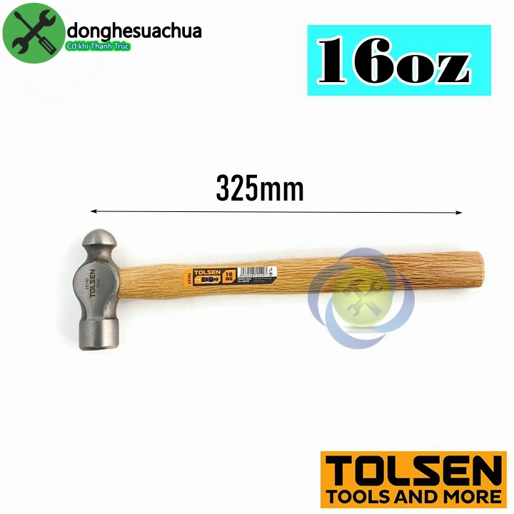 Búa đầu bi cán gỗ Tolsen 25142 (đầu búa 16oz nặng 448gram)