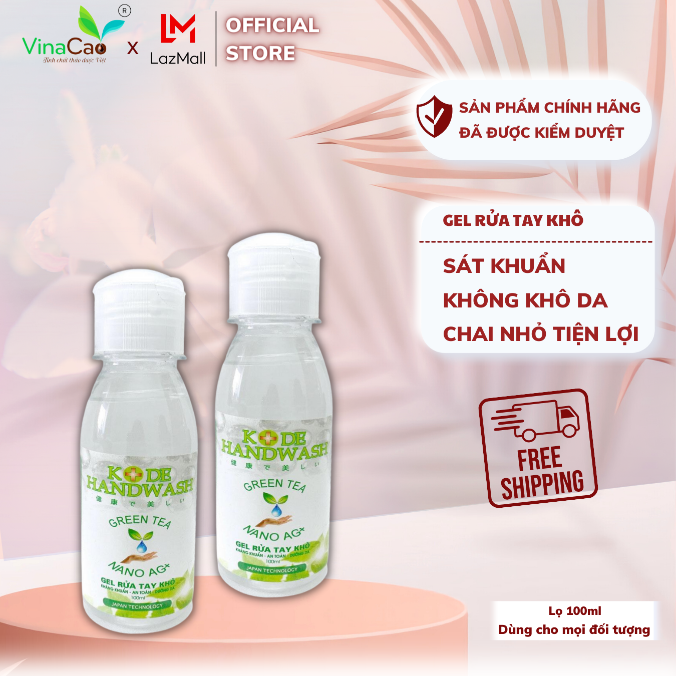 100ml GEL RỬA TAY KHÔ KODE HANDWASH - Sát khuẩn, không làm khô da