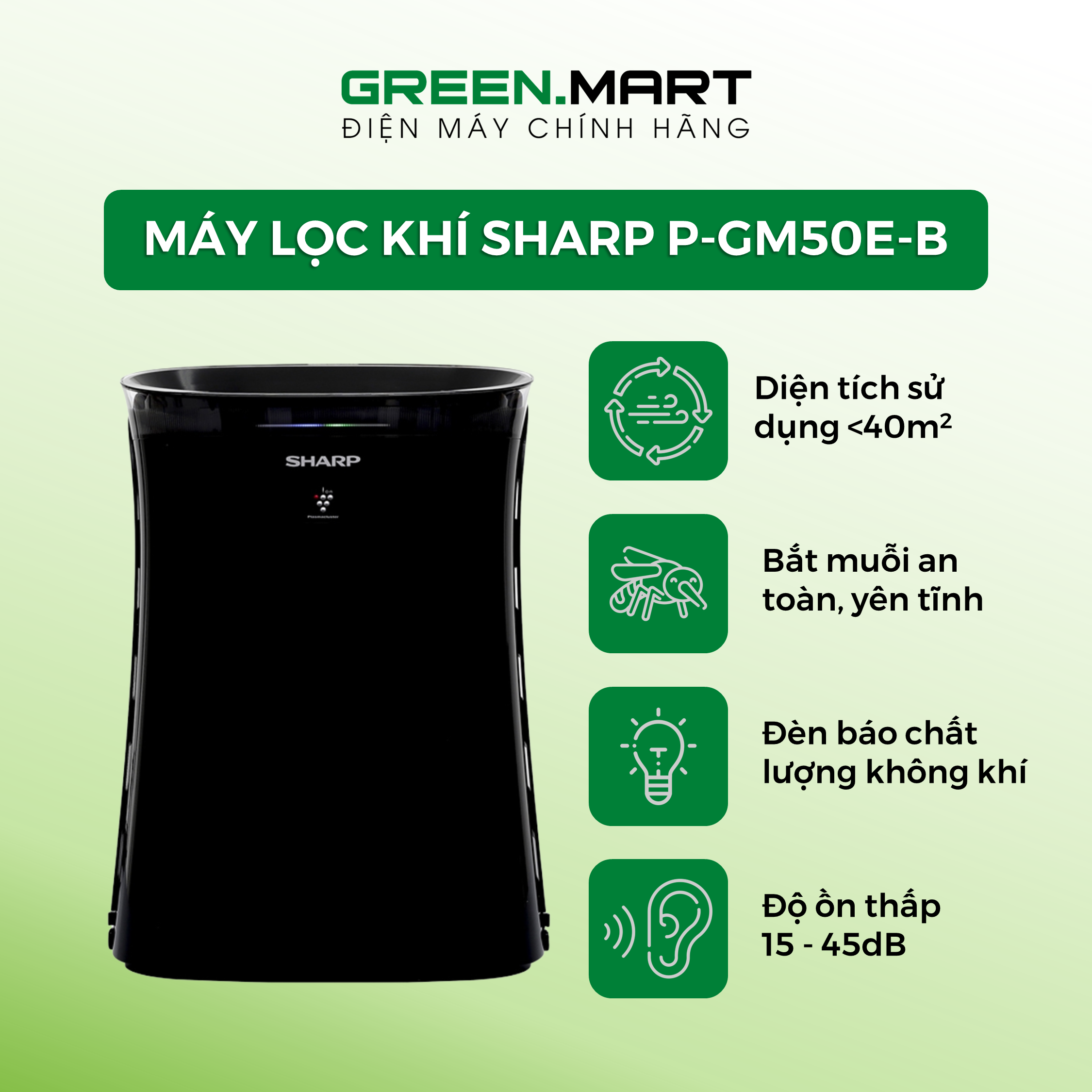 Máy lọc không khí và bắt muỗi Sharp FP-GM50E-B (40m2 Thái Lan)