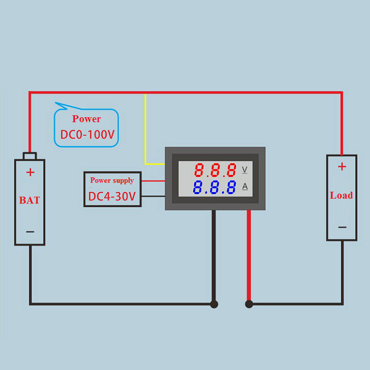 Đồng hồ led đo dòng, áp (0-100V 10A)
