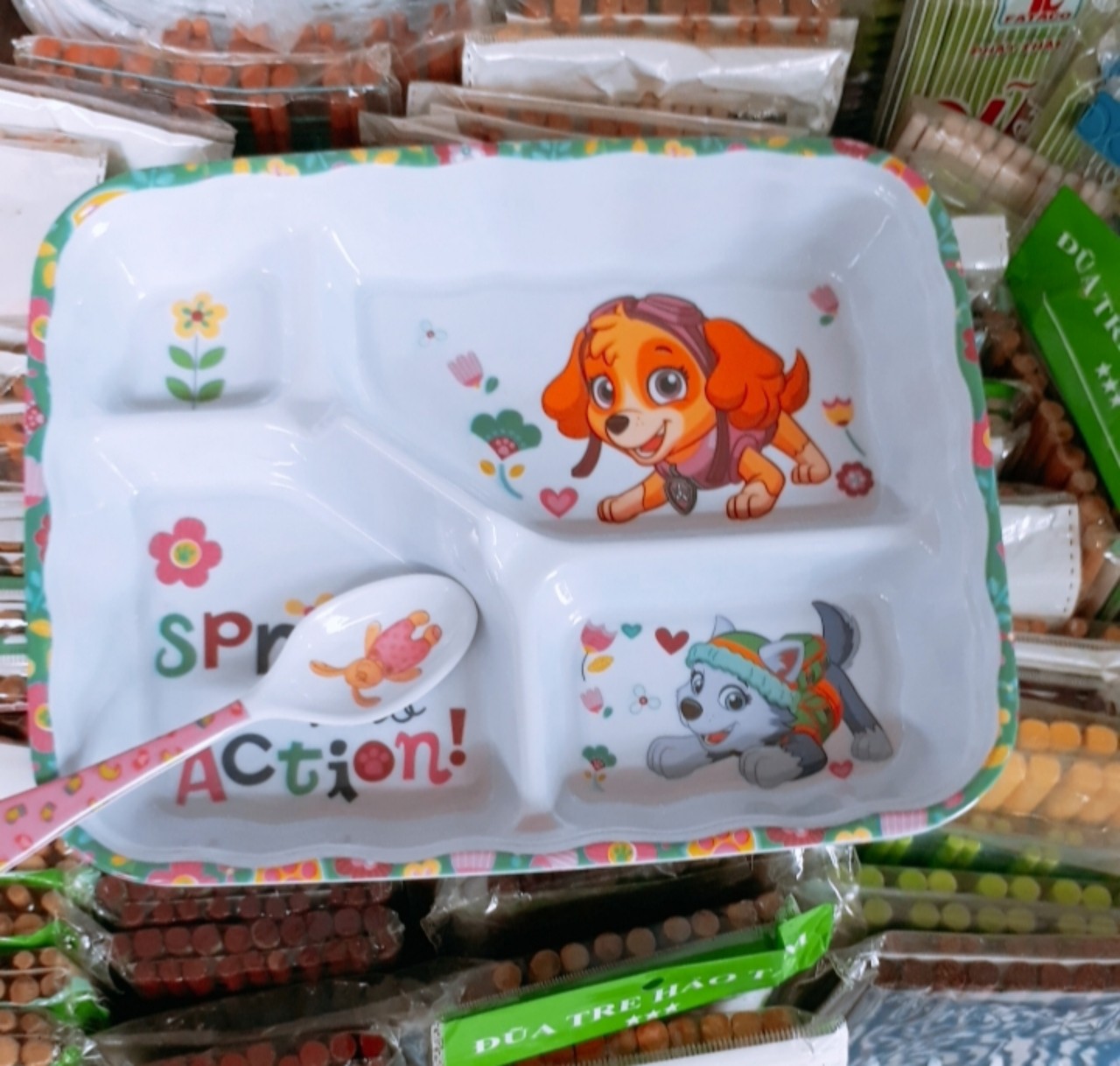 Khay Cơm Cho Bé 4 Ngăn, Khay Ăn Cơm TRẻ Em