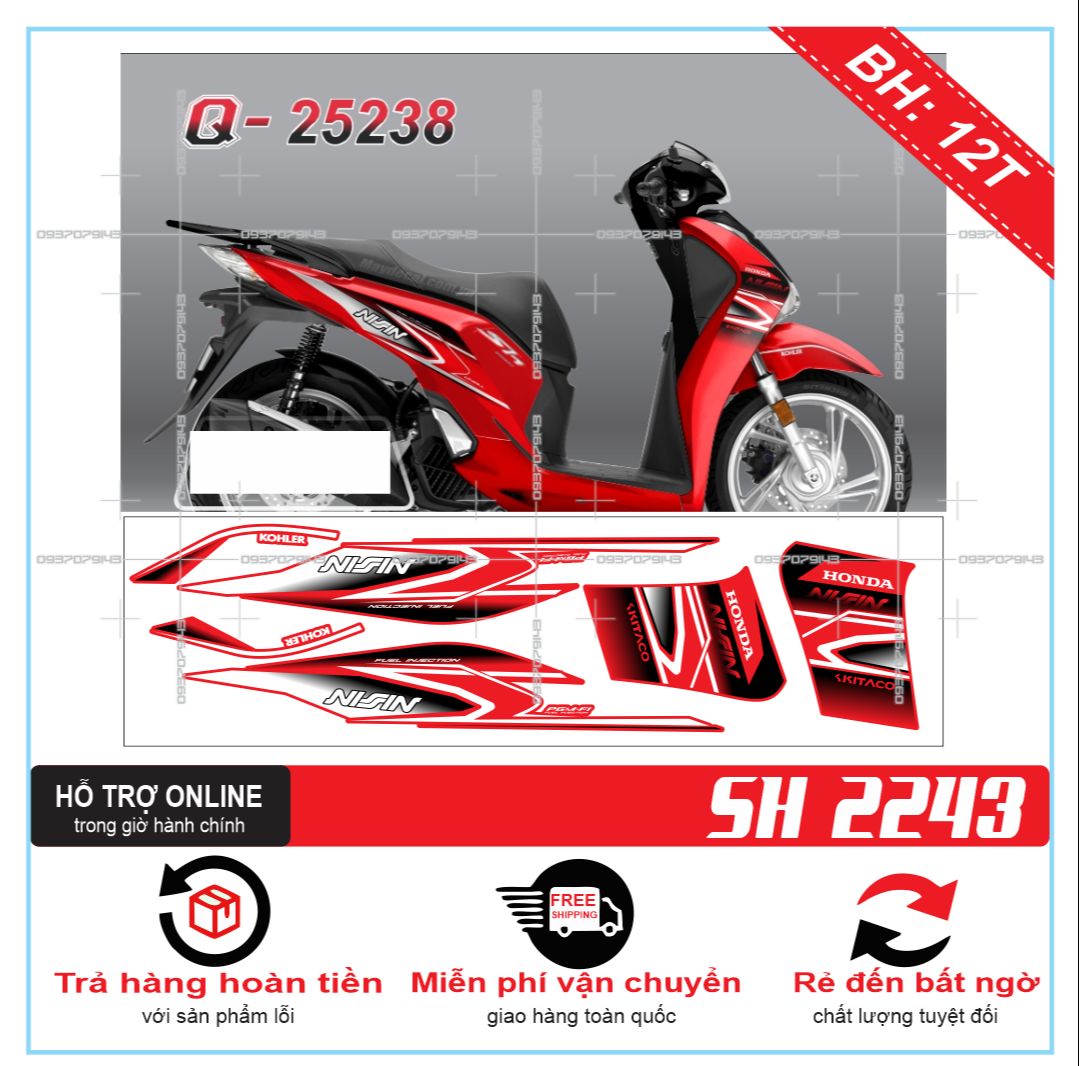 TEM RỜI SH 2019 DÁN XE ĐỎ