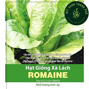 [GIAO HÀNG 2 GIỜ] Hạt giống Xà Lách Romaine 2gr
