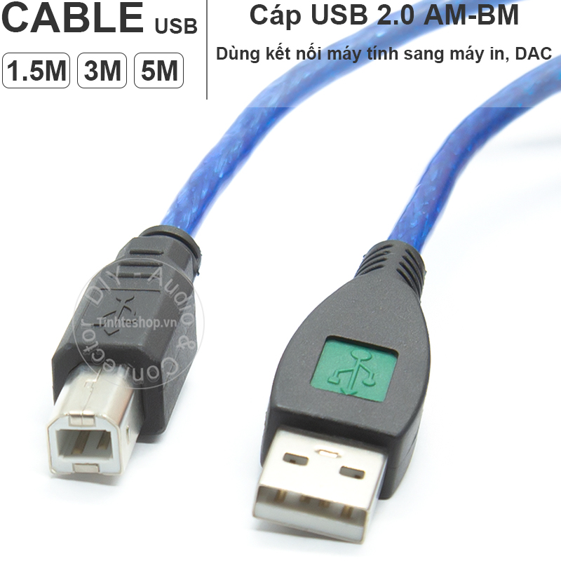Cáp máy in USB 1.5M đến 5M King-Master - Dây USB 2.0 AM-BM cắm cho Máy in Máy photo Máy scan Sound card