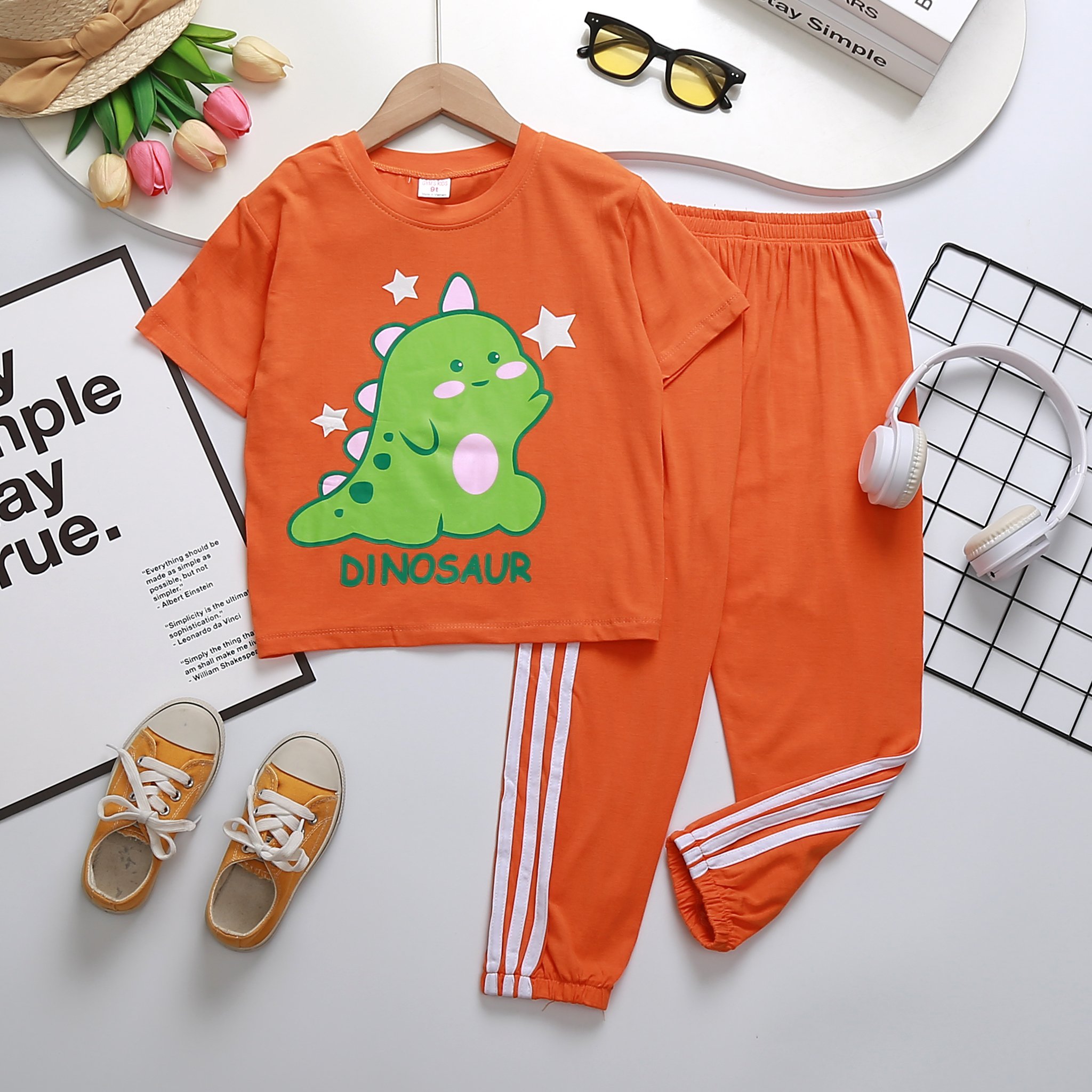 Đồ bộ bé gái, Bộ bé gái size đại áo croptop quần dài thể thao cá tính 24-42kg J342