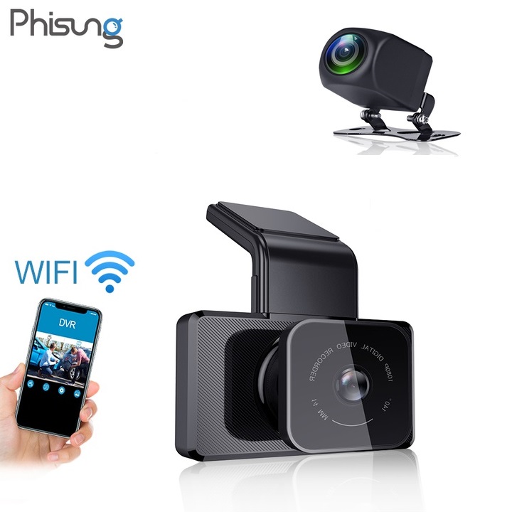 Camera hành trình ô tô, xe hơi nhãn hiệu Phisung K10 tích hợp camera sau Wifi, GPS, màn hình 3 inch - Bảo hành 12 tháng