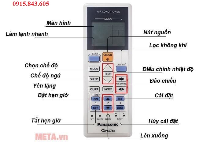Điều khiển điều hòa panasonic 2 chiều  chất lượng