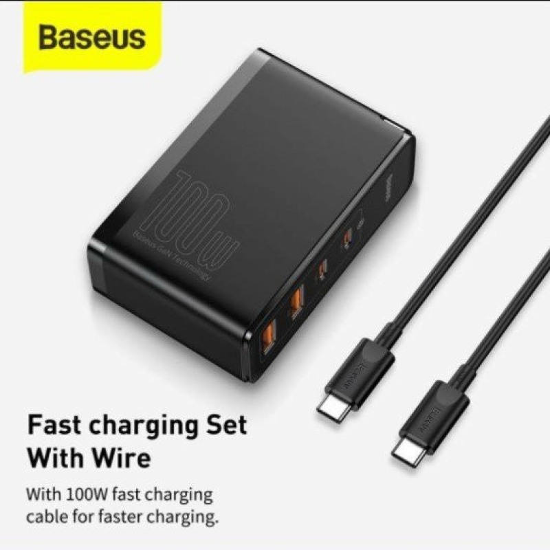 Bộ sạc nhanh Baseus GaN2 Pro 4 Ports (100W, Type C*2 và USB*2, PD/ QC3.0)/ GaN2 Fast Charger 1C 100W kèm cáp sạc