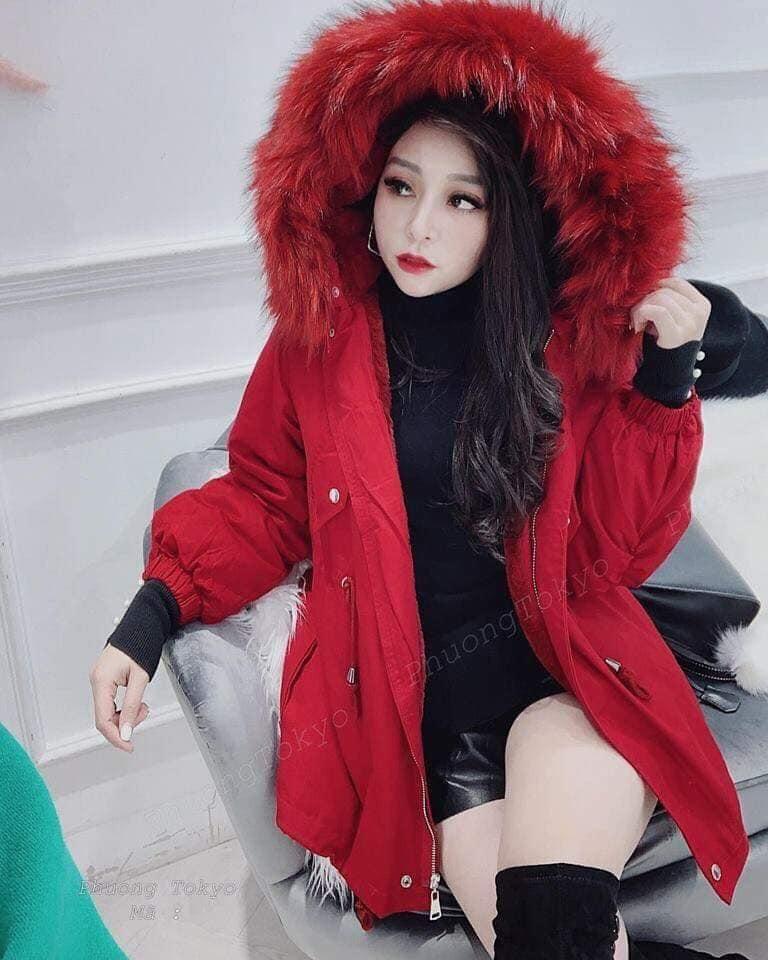 Áo khoác kaki mũ lông