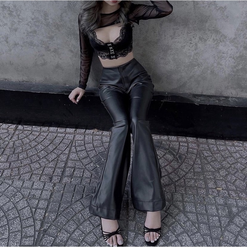 Quần da cạp cao HERA LEATHER PANTS - Tipblu