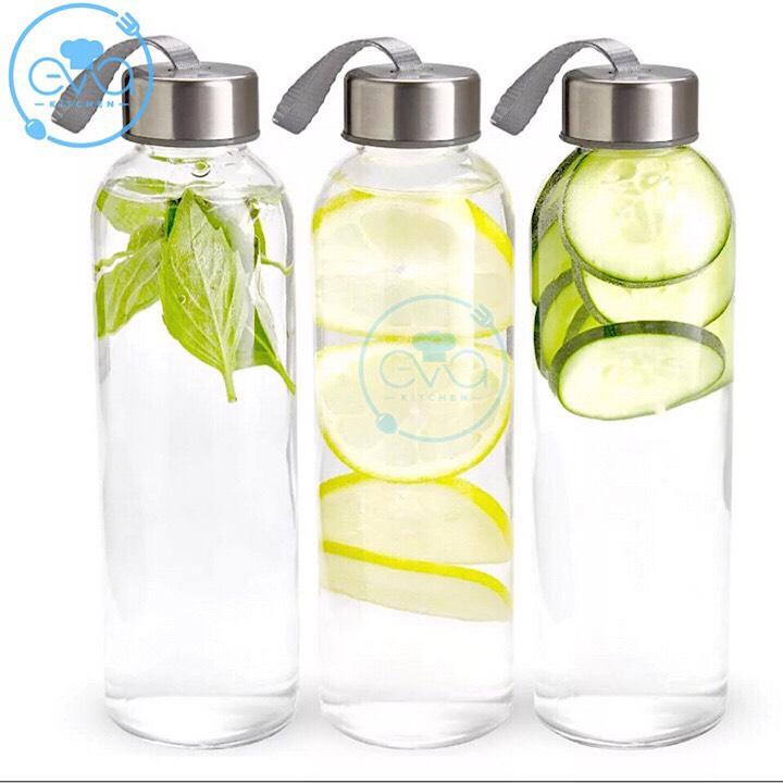 [HCM]Combo 5 Bình Đựng Nước Thủy Tinh Có Dây Xách 500 Ml