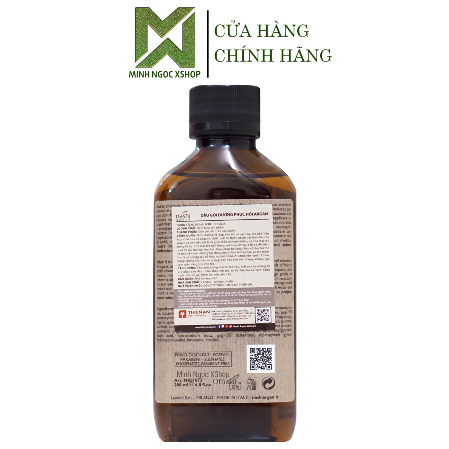 Dầu gội phục hồi tóc hư tổn Nashi Argan 200ML