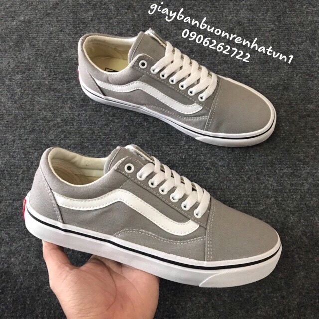 [ TẶNG HỘP ] giày thể thao nam nữ vans old skool xám