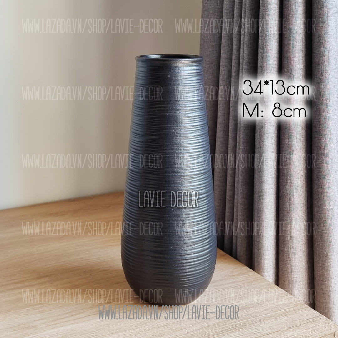 Lọ hoa gốm sứ men đen Bát Tràng