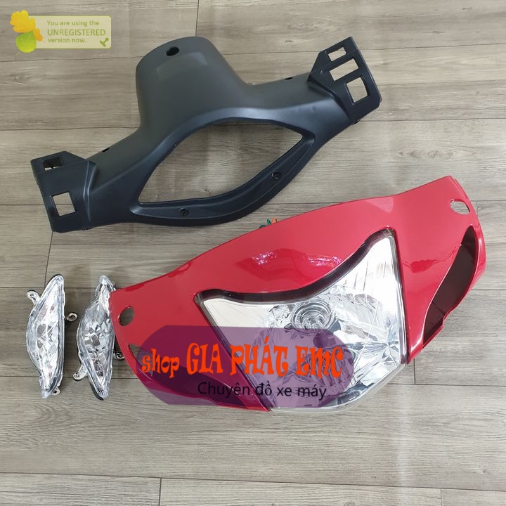 [XẢ KHO - 4 món ] ỐP đầu trước màu ĐỎ CỜ kèm pha đèn xe Wave RS / S100 / wave alpha