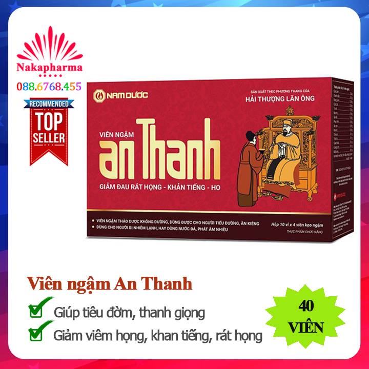 Viên kẹo ngậm An Thanh - Giảm đau rát họng, mát phổi, thanh giọng, cho giọng nói khỏe mạnh, thơm tho