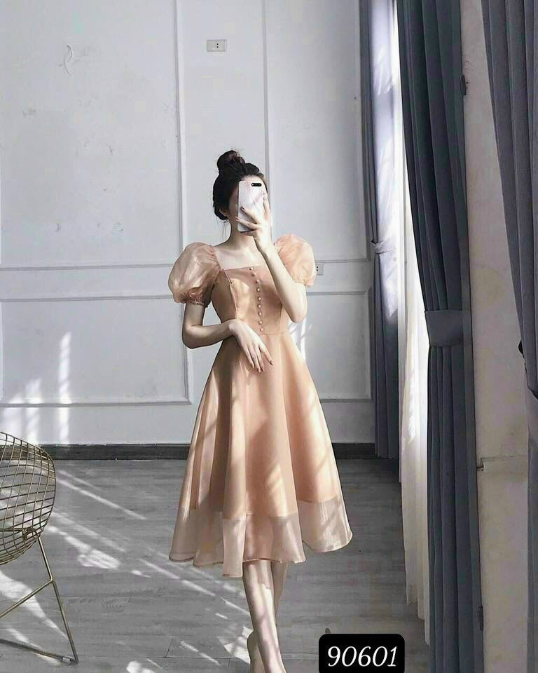 ĐẦM XÒE VINTAGE PHỐI VOAN KIẾN SANG TRỌNG DỰ TIỆC ,,HẸN HÒ ,, QUYẾN RŨ THỜI TRANG EL09 FASHION