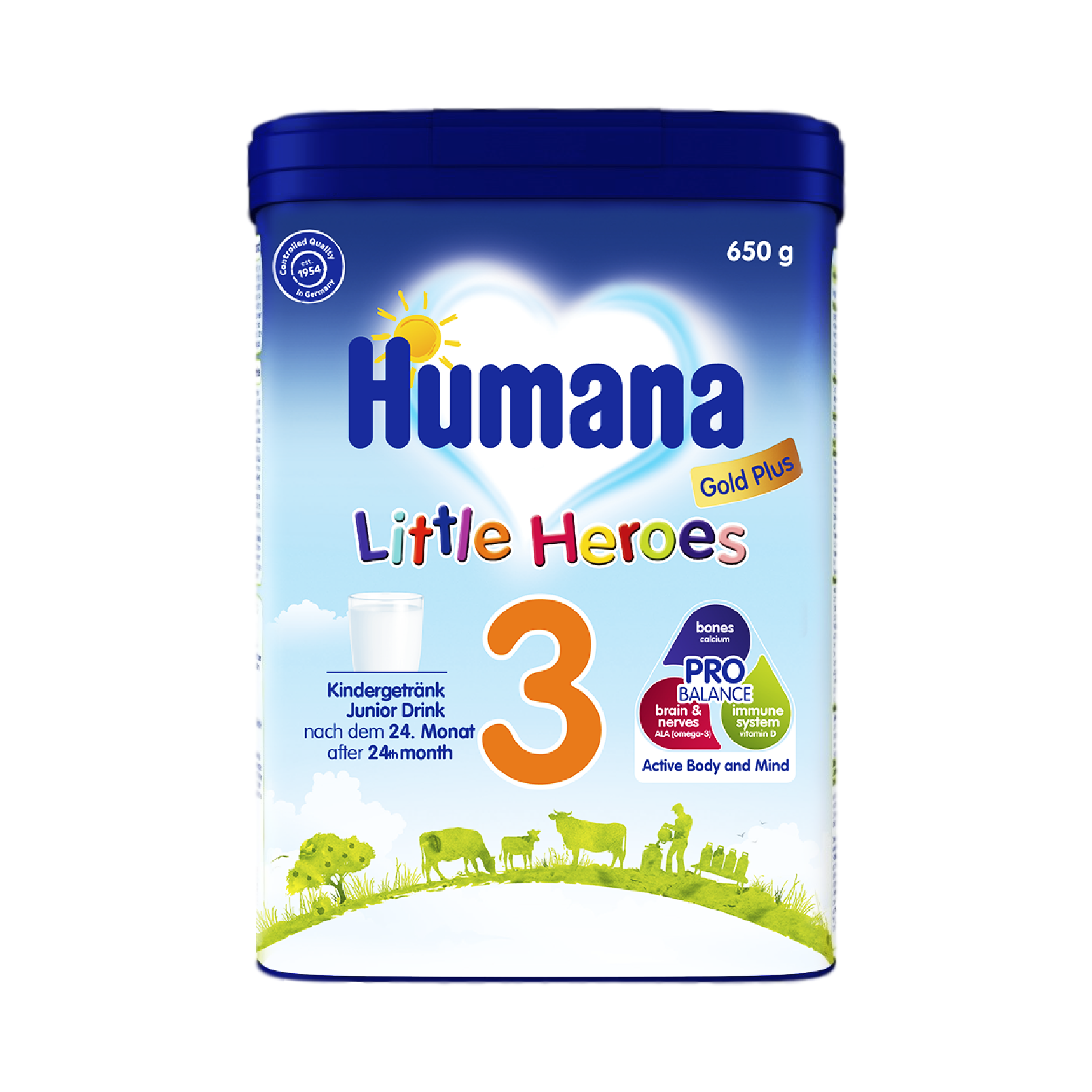 Sữa bột Humana Gold Plus 3 (1-9 Tuổi) 650g Mới (Date T7/23)