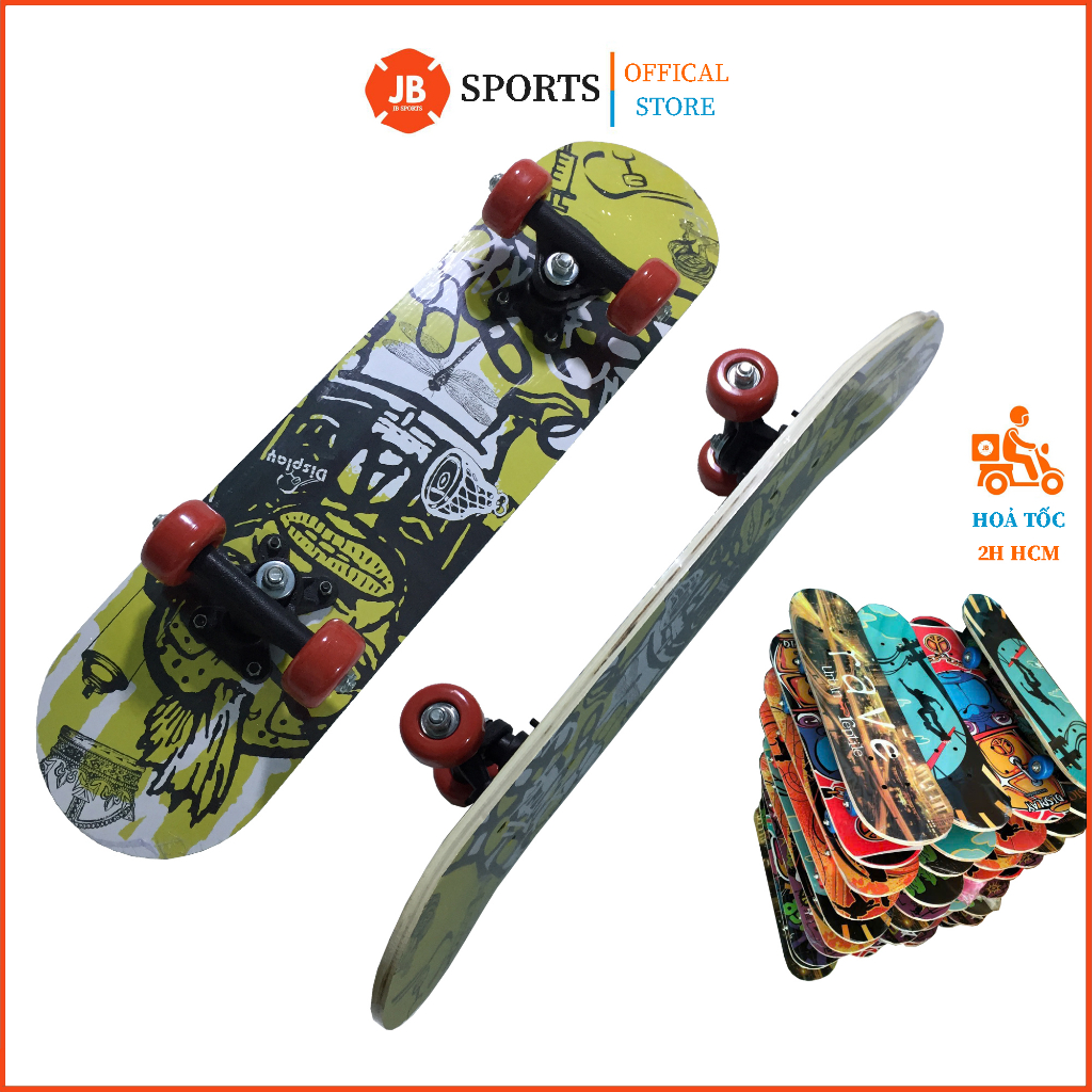 Ván trượt mặt nhám, skateboard thể thao gỗ ép 7 lớp