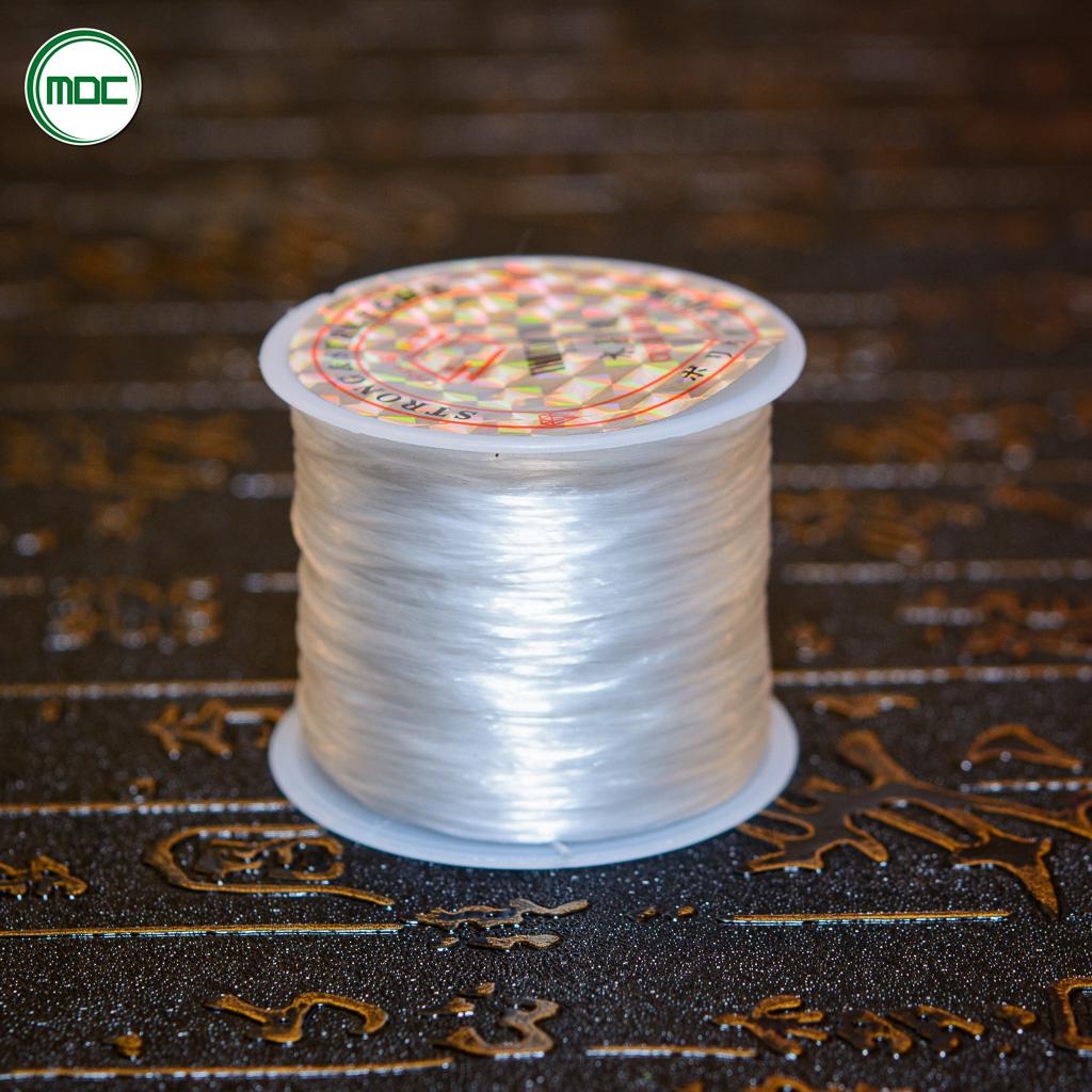 Chỉ tem trắng - Dây cước chỉ thun xỏ chuỗi xỏ hạt đá phong thủy cuộn dài 60 mét màu trắng