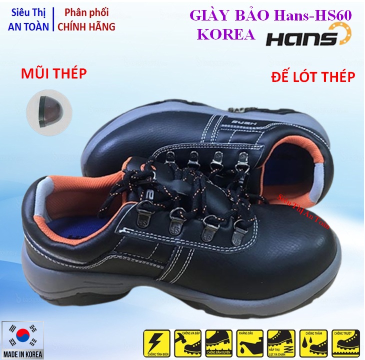 Giày bảo hộ lao động nam Hàn Quốc, giày bảo hộ Korea Cao Cấp Hans60 - Phân phối chính hãng