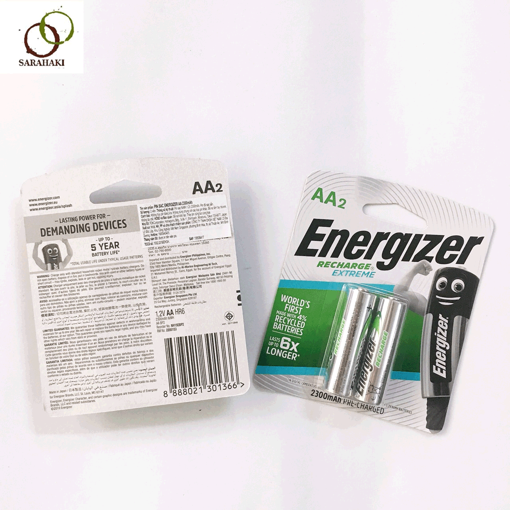 Combo 2 vỉ pin sạc AA Energizer 2300mAh ( 1 vỉ 2 viên )