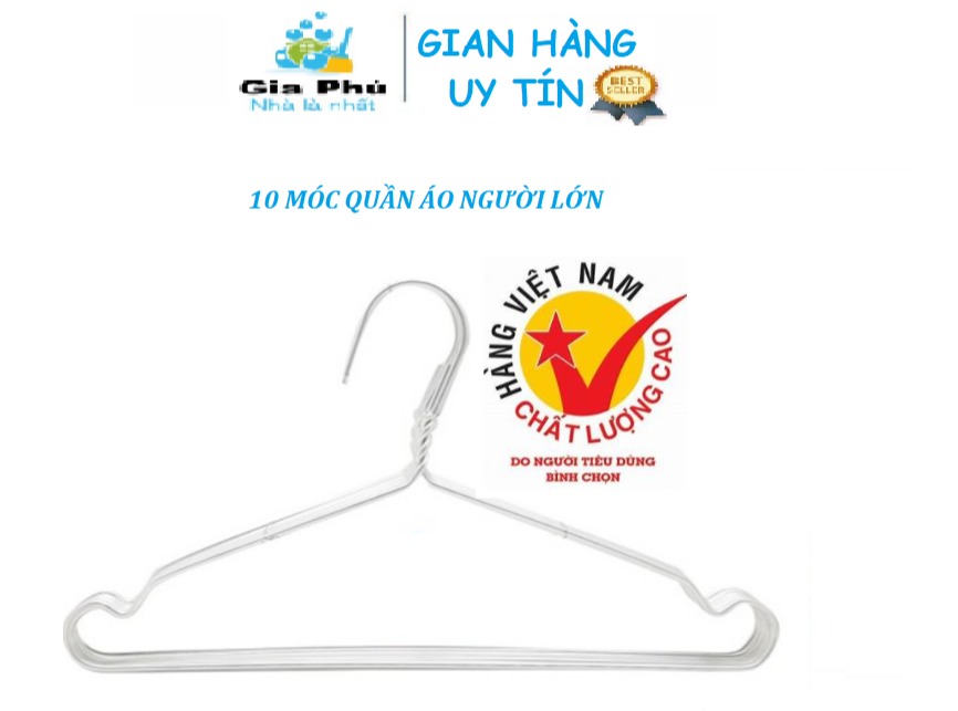 [HCM]Bộ 10 móc quần áo người lớn Gia Phú