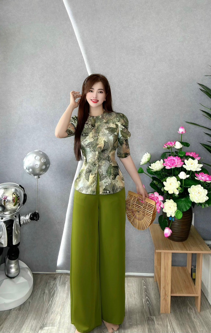 BỘ BÀ BA LỤA HOA NHÍ 3D TAY SUÔN