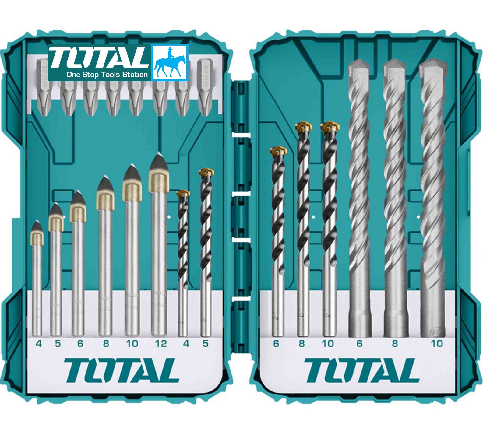 Bộ 22 mũi khoan kính khoan bê tông mũi bắt vít total tacsdl12201
