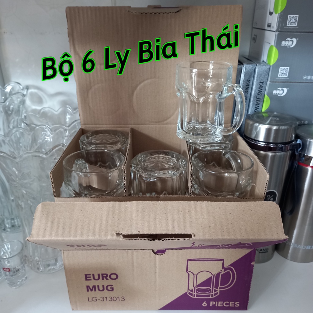 Bộ 6 cốc ly thủy tinh thái - 375ml , ly uống bia