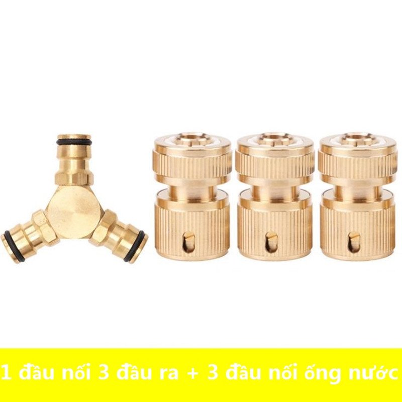 Đầu nối ống nước chữ Y bằng đồng, Đầu nối chia nước 3 đầu ra bằng đồng