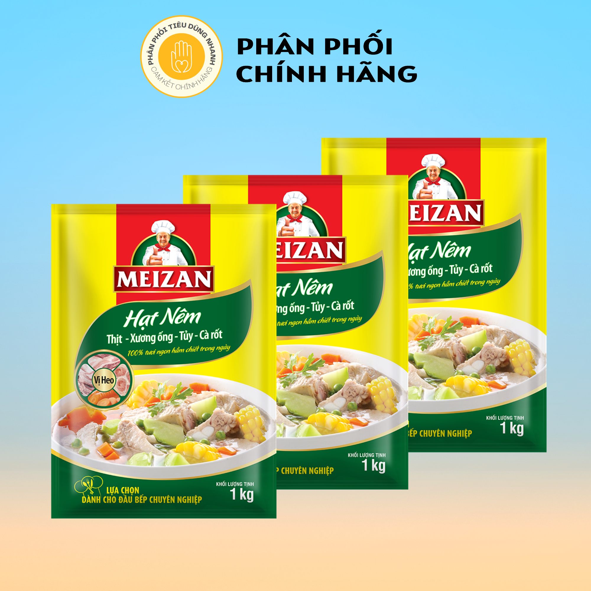 Combo 3 gói hạt nêm meizan thịt - xương ống - tủy - cà rốt 400g/gói