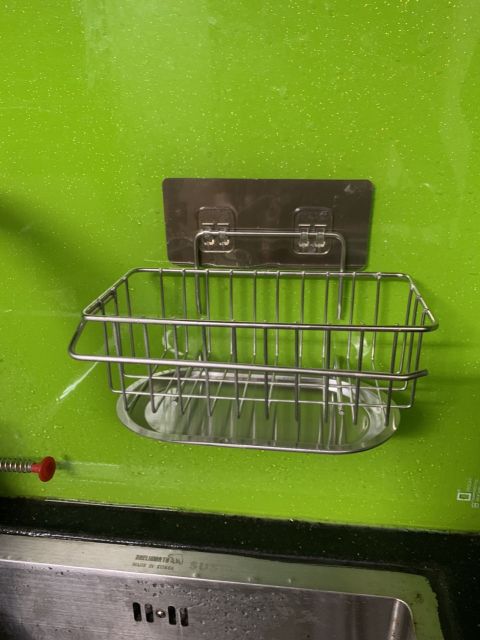 Kệ/giỏ inox đựng miếng rửa chén dán tường Siêu Chắc