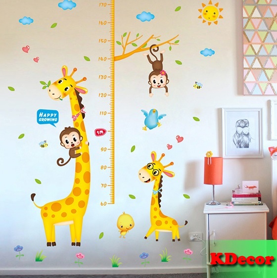 Decal dán tường Thước đo hươu vàng