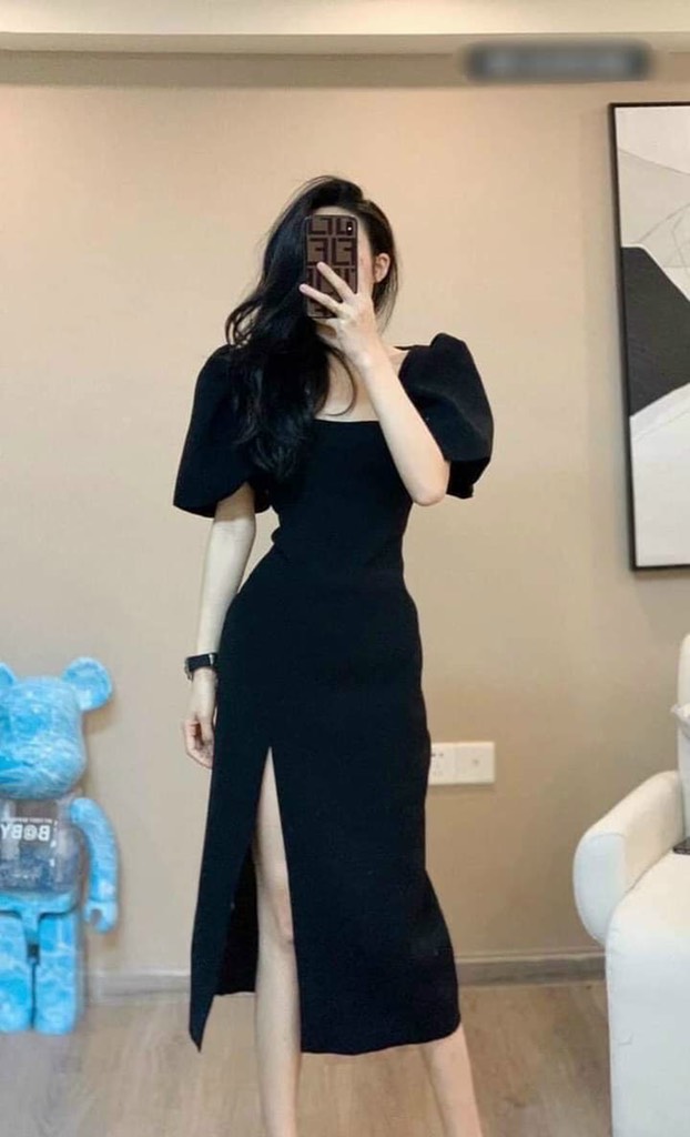 ĐẦM BODY CỔ VUÔNG TAY PHỒNG13015