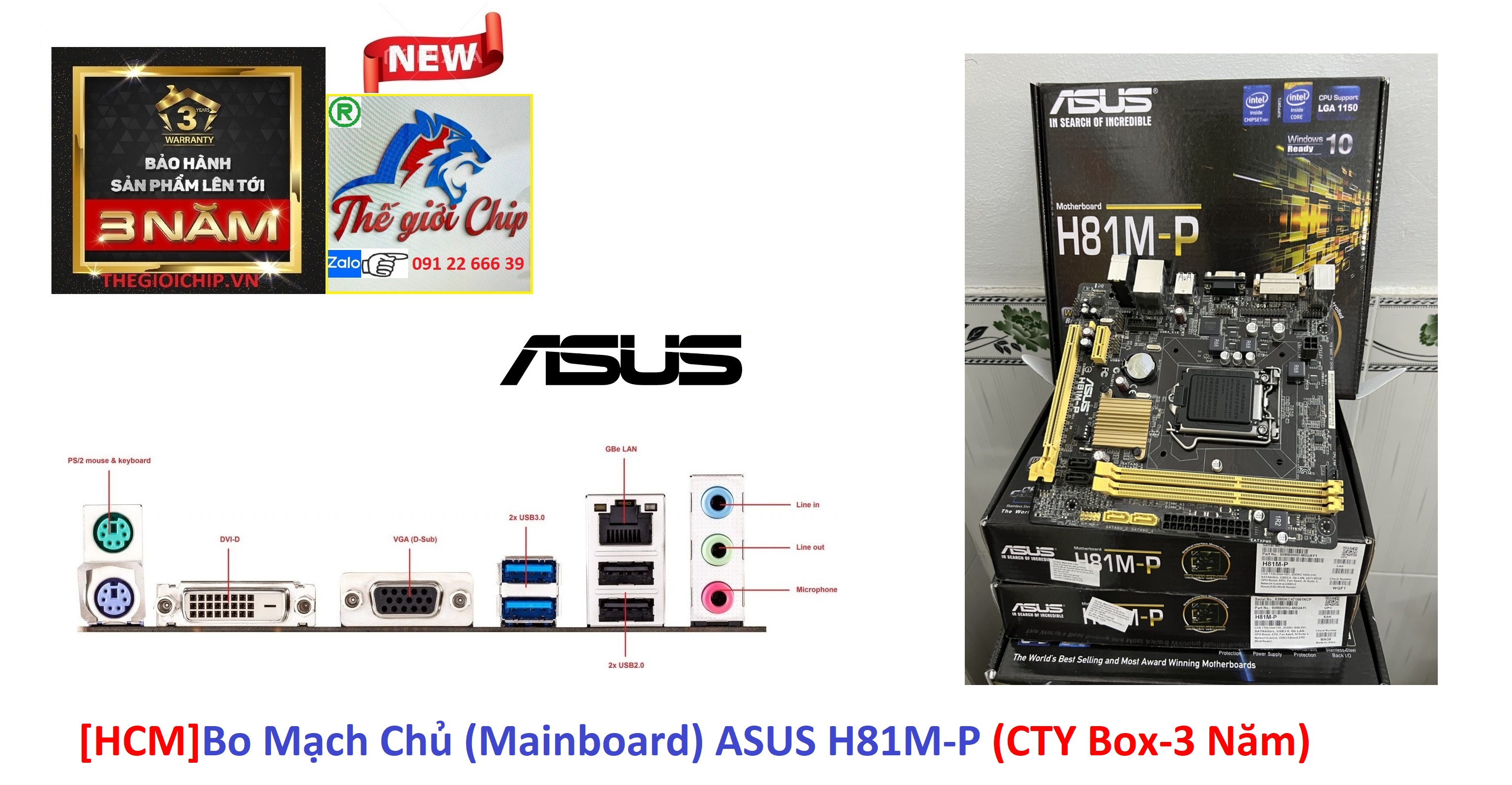 [HCM]Bo Mạch Chủ (Mainboard) ASUS H81M-P (CTY Box-3 Năm)