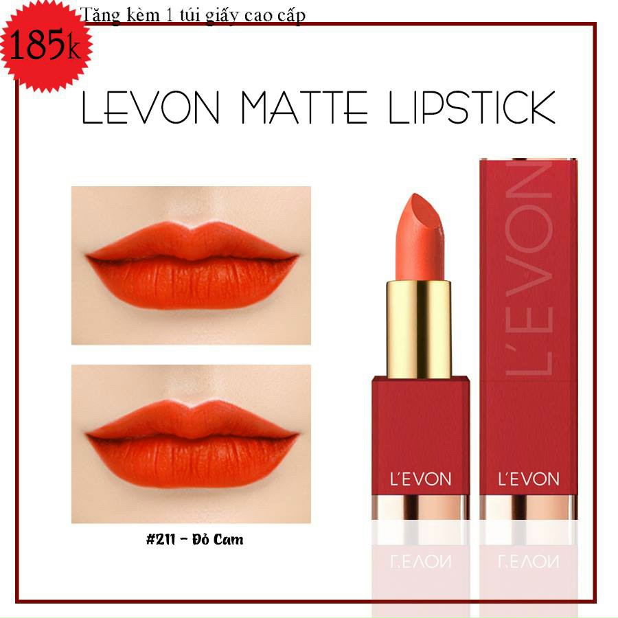 Son thỏi levon matte lipstick đỏ cam