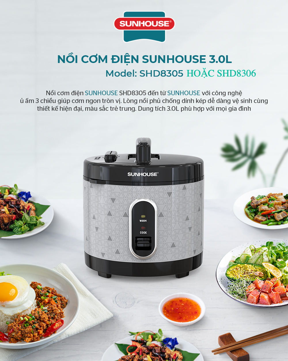 Nồi cơm điện 3L SUNHOUSE SHD8306
