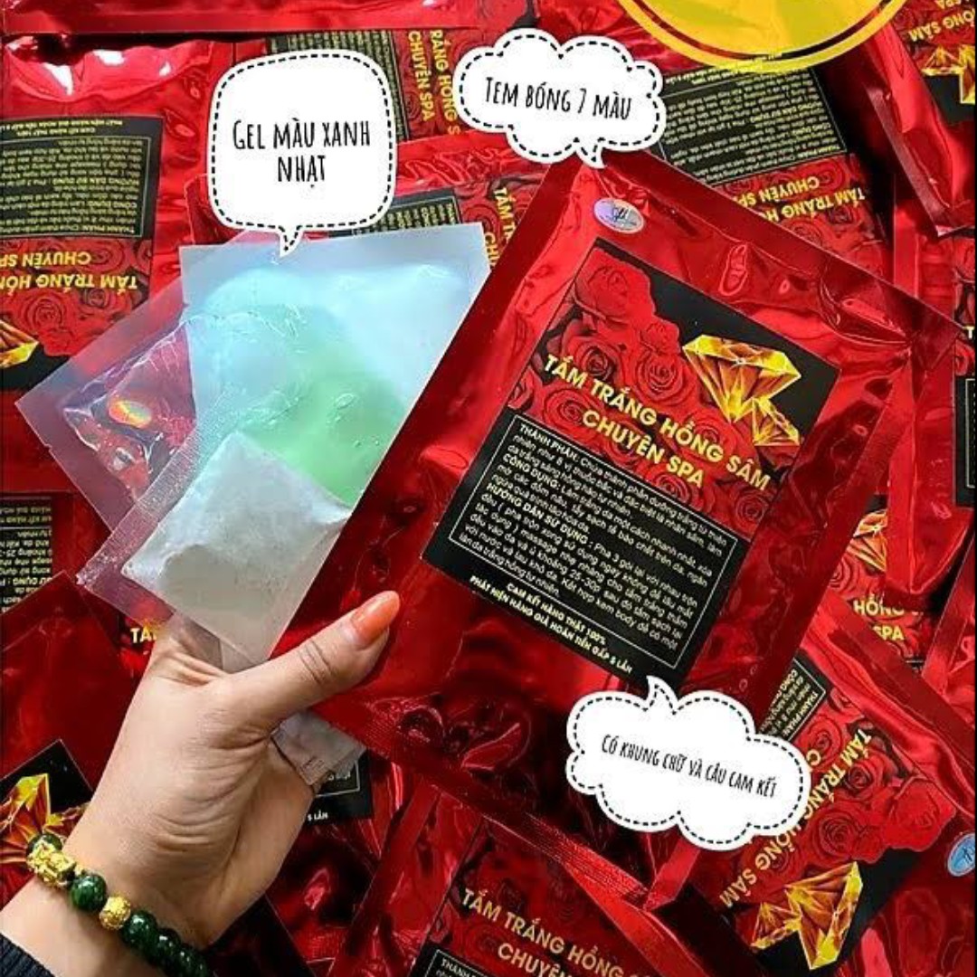 (Combo 5 Gói) Tắm Trắng Hồng Sâm Chuyên Spa Siêu Trắng , Ko ảo, Ko Vàng Lông