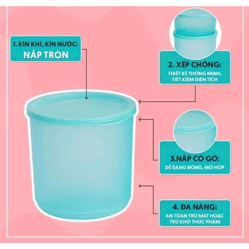 Hộp tròn 1.1l roundstax tupperware việt nam