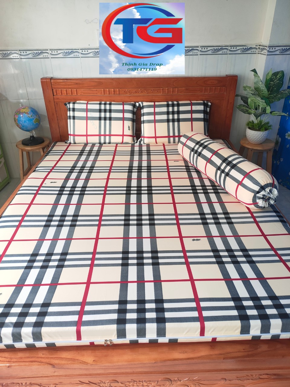 Bộ drap 4 món Thun 3D Hàn Quốc ( 1drap + 2 gối nằm + 1 gối ôm)