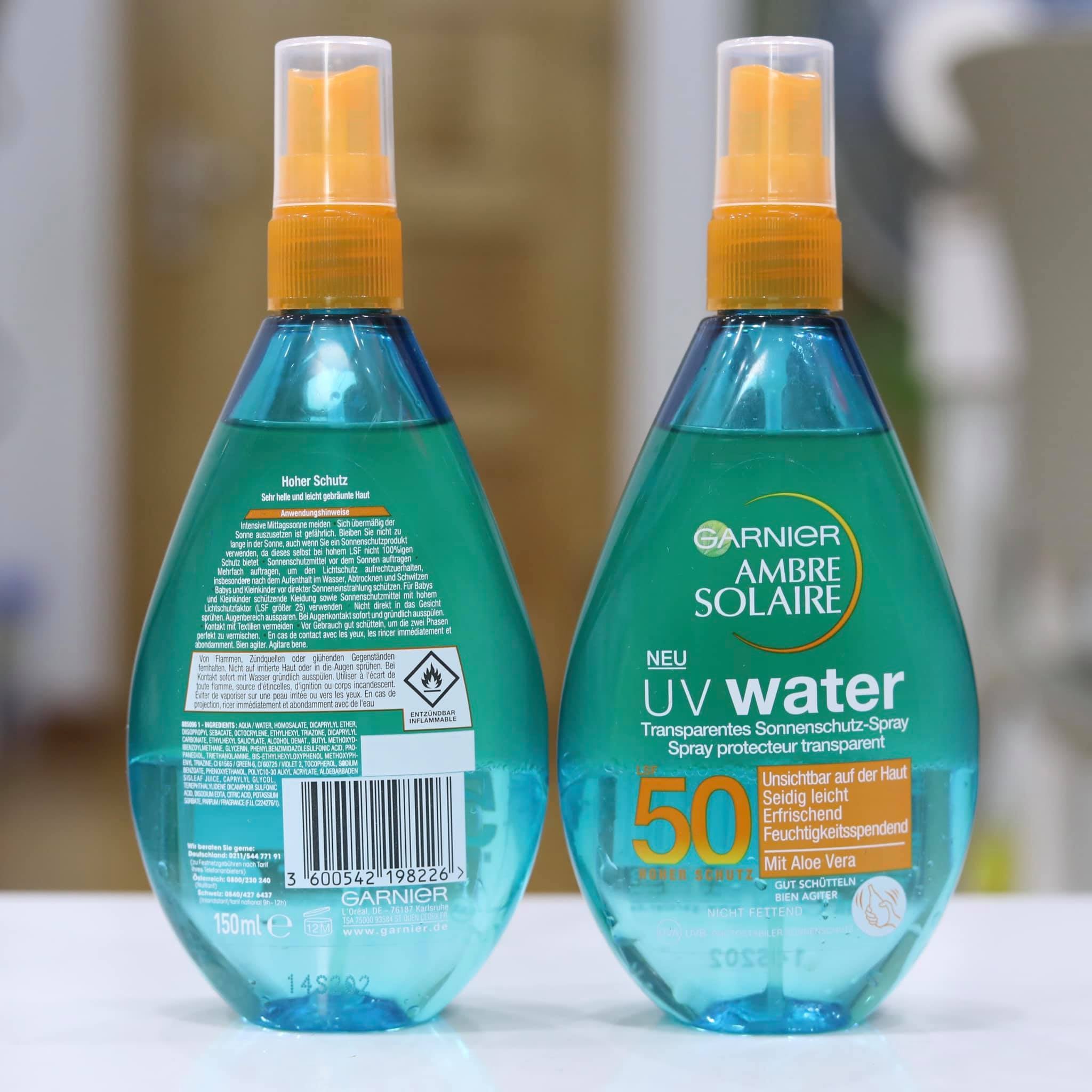 XỊT CHỐNG NẮNG GARNIER UV WATER LSF50.