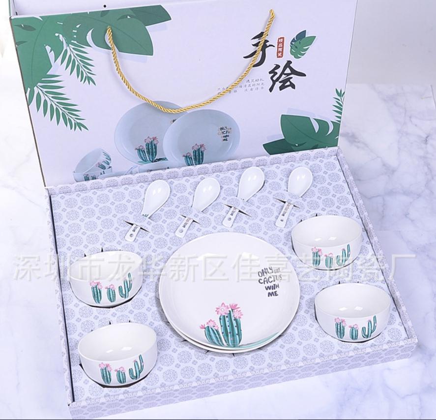 Bộ bát đĩa xương rồng cao cấp