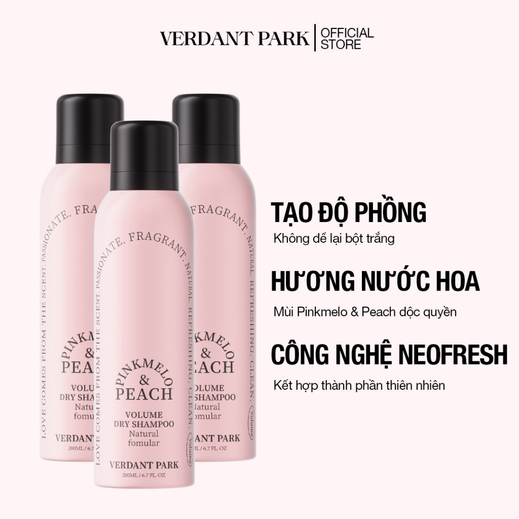  Xịt khô phồng tóc VERDANT PARK dầu gội khô kiềm dầu lâu bết mùi Đào đen hồng Pinkmelo Peach Verdantpark VDPK01 | COSKIN 