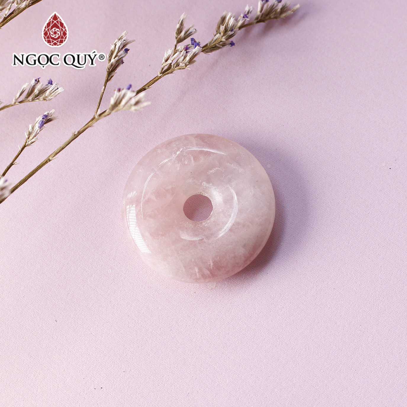 Mặt dây chuyền đồng điếu đá thạch anh hồng mệnh hỏa thổ 24mm - Ngọc Quý Gemstones