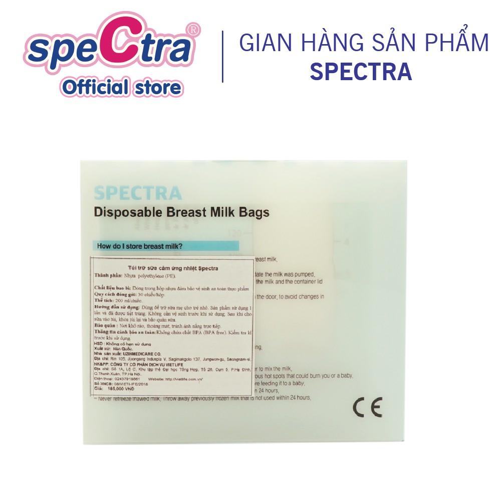Túi trữ sữa spectra cảm ứng nhiệt 200ml