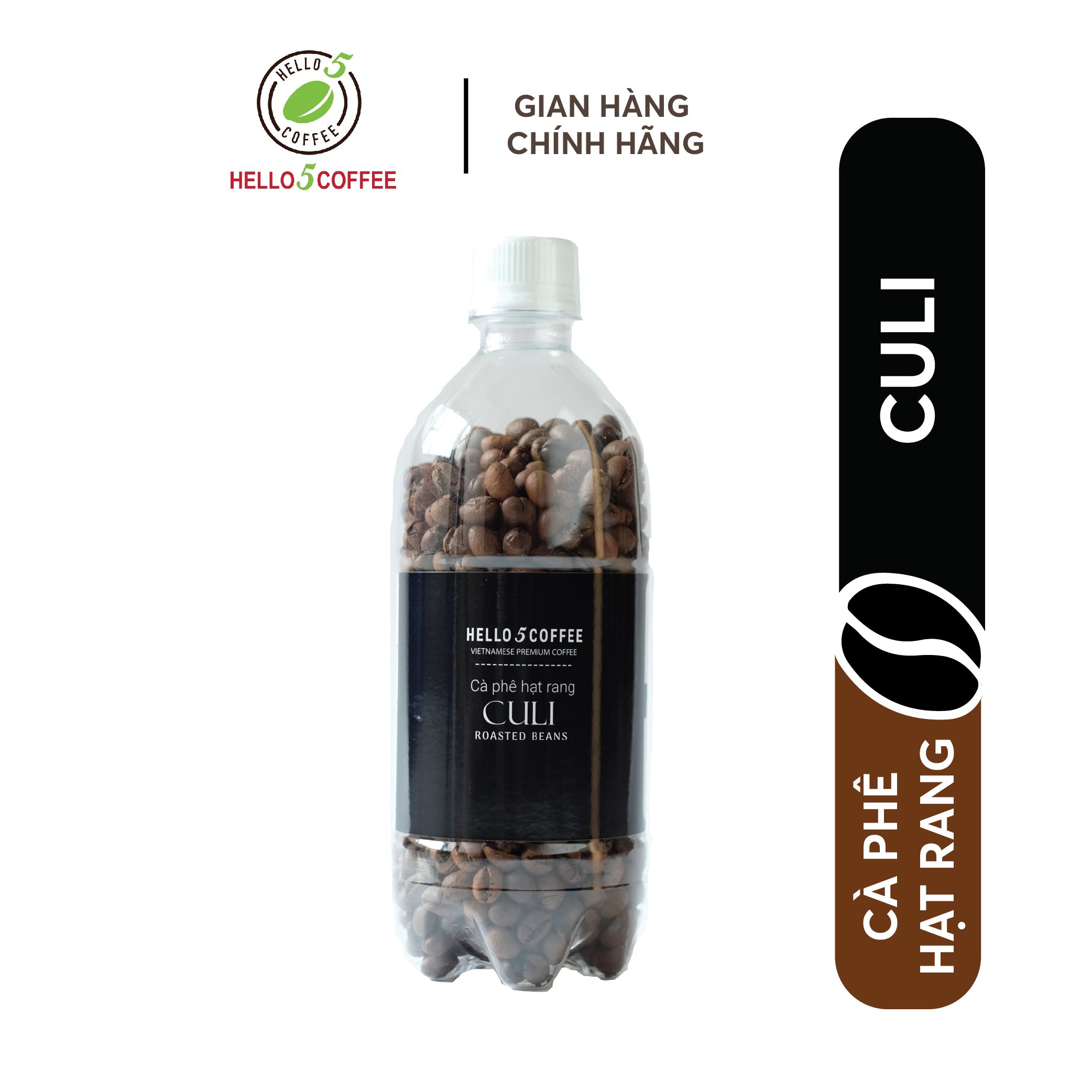 Cà phê hạt CULI (PEABERRY) Hello 5 Coffee - Chai 200g