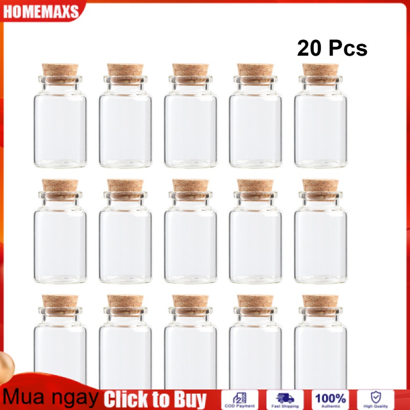 20pcs Cork Glass Bottles Transparent Wish Jars Mini Storage Bottle Tea Subpacking Bottles Flower Tea Bottle for Home Party (30x50mm 20ml)
