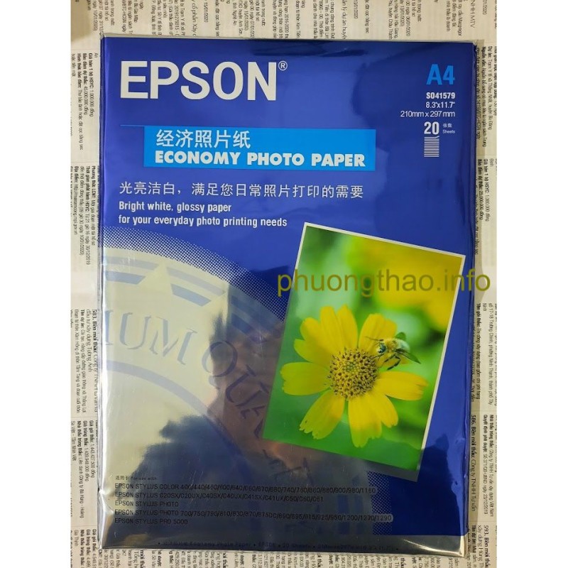 Giấy in ảnh Epson A4 200g 20 tờ_tập/  Epson