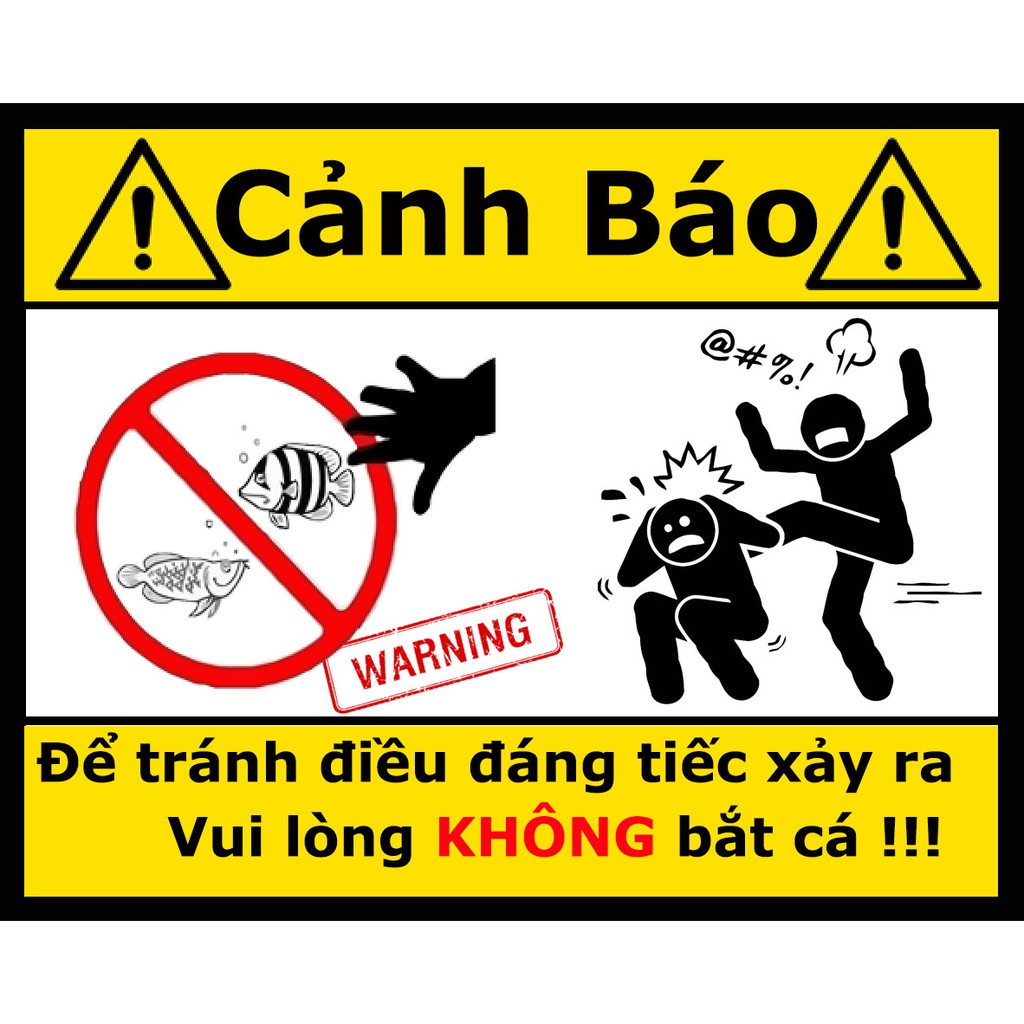 Decal cảnh báo vui nhộn dán hồ cá